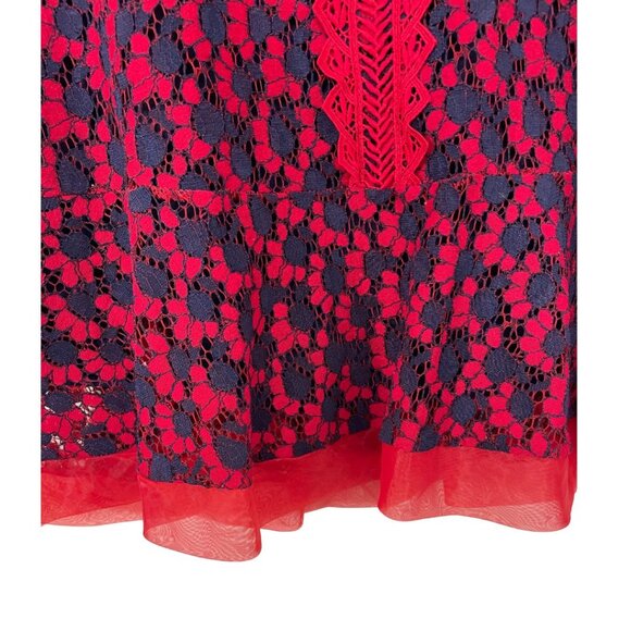 Diandian Didi Mini Tunic Dress Size S Blue and Red FLoral Lace Retro Holiday - Picture 8 of 12